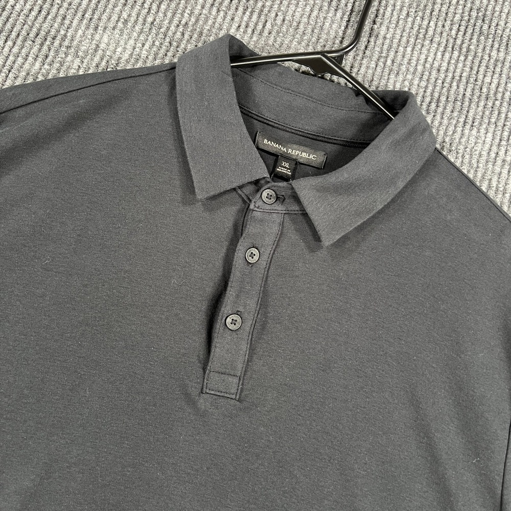 Banana Republic Performance Polo Shirt Mens 2XL XXL Black Short Sleeve New